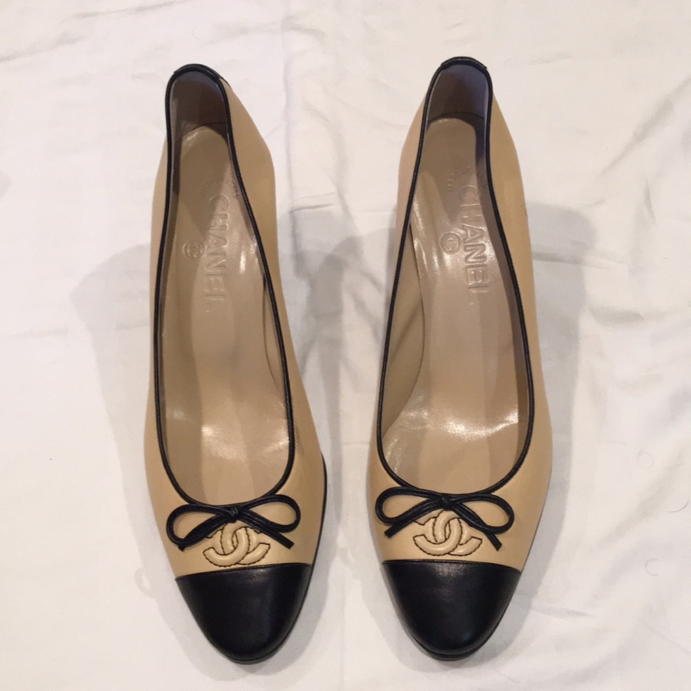 Beige Chanel Closed Toe Shoes